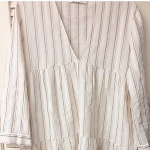 Zara Cream Striped Maxi Dress